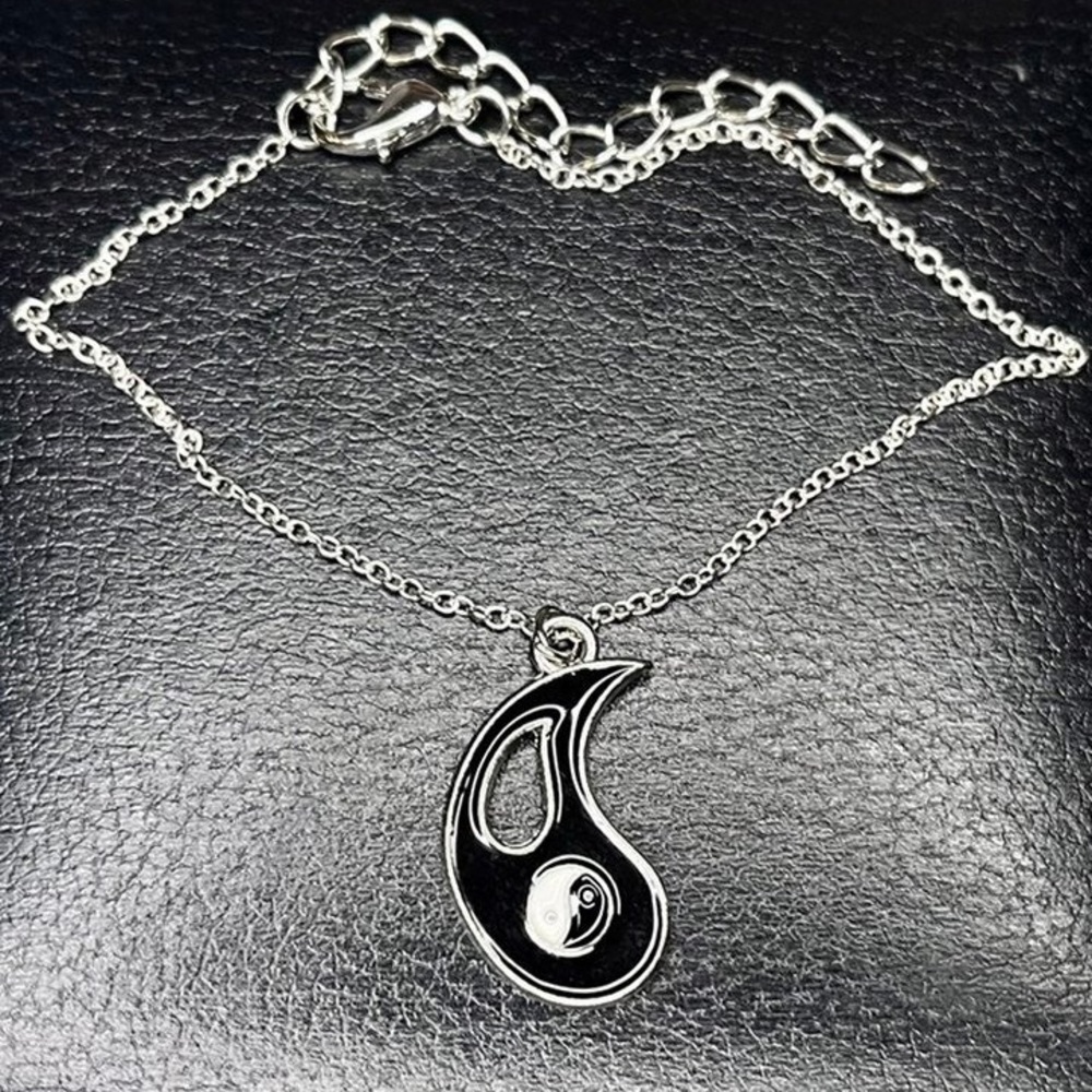 Fine Silver Plated Black Enamel Ying Yang Bracelet.